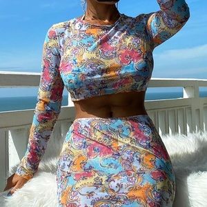 SHEIN cute 4 piece bikini, top and skirt coverup set!!